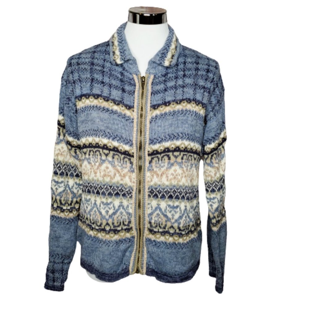 Heirloom Collectibles Cardigan Sweater Blue Xl